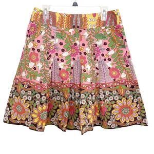 CAbi Multicolor Ashbury Floral A Line Pleated Skirt Size 8